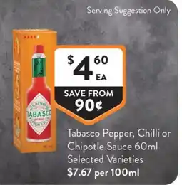 Foodworks Tabasco Pepper Sauce offer