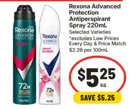 IGA Rexona Advanced Protection Antiperspirant Spray offer