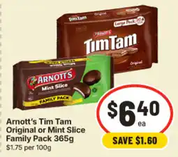 IGA Arnott's Tim Tam Original or Mint Slice Family Pack offer