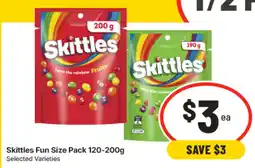 IGA Skittles Fun Size Pack Selected Varieties offer