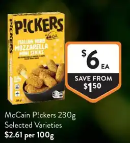 Foodworks McCain Pickers Italian Herb Mozzarella Mini Sticks offer