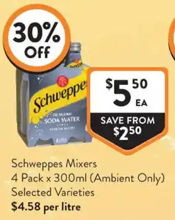 Foodworks Schweppes Mixers offer