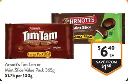 Foodworks Arnott's Tim Tam or Mint Slice Value Pack offer