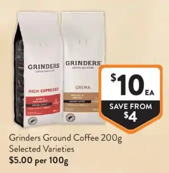 Foodworks Grinders Ground Coffee Selected Varieties offer
