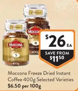 Foodworks Moccona Freeze Dried Instant Coffee Selected Varieties offer