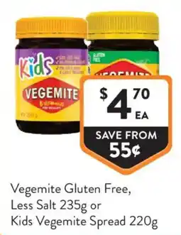Foodworks Vegemite Gluten Free, Less Salt or Kids Vegemite Spread offer