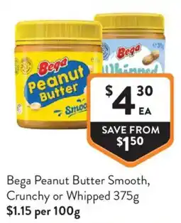 Foodworks Bega Peanut Butter Smooth Crunchy or Whipped offer