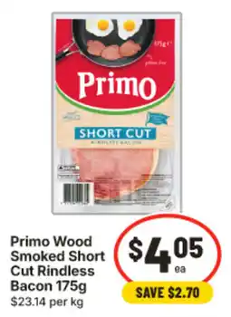 IGA Primo Wood Smoked Short Cut Rindless Bacon offer