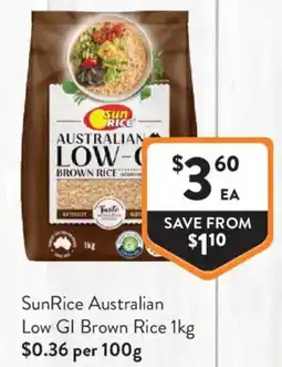 Foodworks SunRice Australian Low GI Brown Rice offer