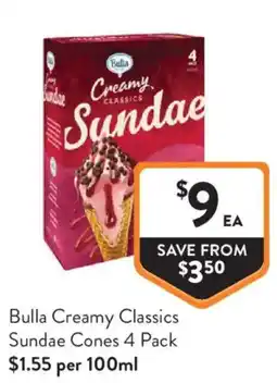 Foodworks Bulla Creamy Classics Sundae offer