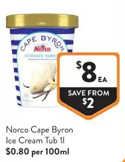 Foodworks Norco Cape Byron Ice Cream Tub offer