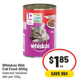 IGA Whiskas Wet Cat Food 400g offer