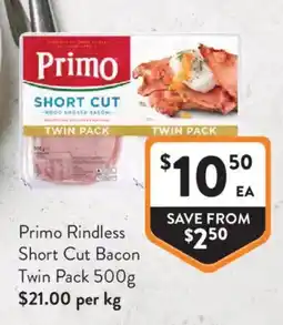 Foodworks Primo Short Cut Bacon offer