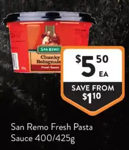 Foodworks San Remo Chunky Bolognais Fresh Sauce offer