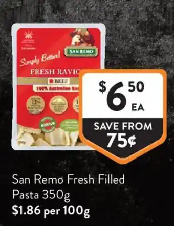 Foodworks San Remo Fresh Filled Pasta offer