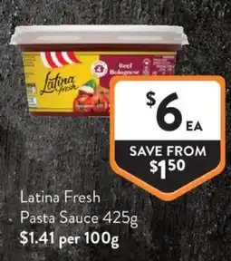 Foodworks Latina Fresh Pasta Sauce offer
