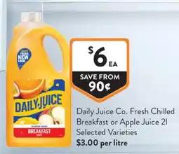 Foodworks Daily Juice Co. Fresh Chilled Breakfast or Apple Juice offer