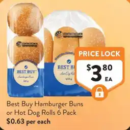Foodworks Best Buy Hamburger Buns or Hot Dog Rolls 6 Pack offer