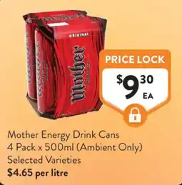 Foodworks Mother Energy Drink Cans offer
