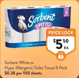 Foodworks Sorbent White or Hypo-Allergenic Toilet Tissue offer