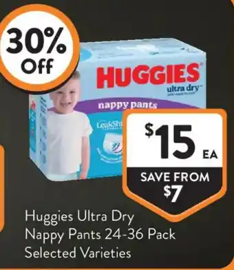 Foodworks Huggies Ultra Dry Nappy Pants Selected Varieties offer