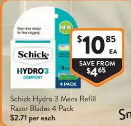 Foodworks Schick Hydro 3 Mens Refill Razor Blades offer