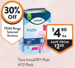 Foodworks Tena InstaDRY Pads offer