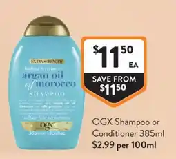 Foodworks OGX Shampoo or Conditioner offer