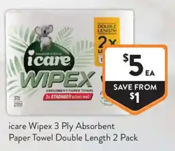 Foodworks icare Wipex 3 Ply Absorbent Paper Towel offer