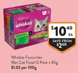 Foodworks Whiskas Favourites Wet Cat Food offer
