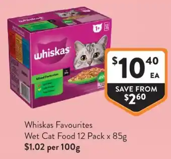 Foodworks Whiskas Favourites Wet Cat Food offer