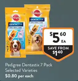 Foodworks Pedigree Dentastix 7 Pack Selected Varieties offer