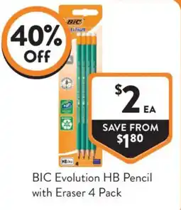 Foodworks BIC Evolution HB Pencil with Eraser 4 Pack offer
