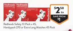 Foodworks Redheads Safety Matches offer