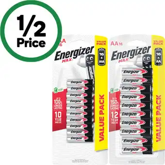 Woolworths Energizer Max Batteries AA or AAA Pk 16 offer