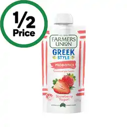 Woolworths Farmers Union Greek Yogurt Pouch β From the Fridge offer