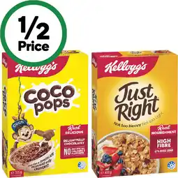 Woolworths Kelloggβs Just Right 460g or Coco Pops Cereal 320g offer