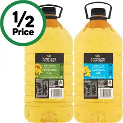 Woolworths Farmers Harvest Canola or Vegetable Oil 4 Litre offer