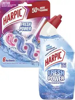 Coles Harpic Fresh Power Liquid 700mL or In The Bowl Toilet Cleaner 39g offer