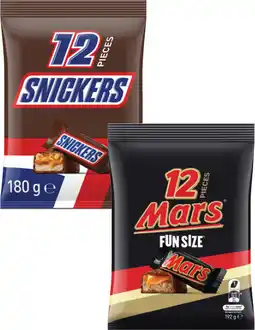 Coles Mars or Snickers Chocolate Fun Size 180g-192g offer