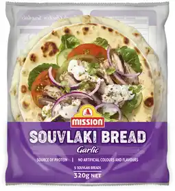 Coles NEW Mission Garlic Souvlaki Bread offer