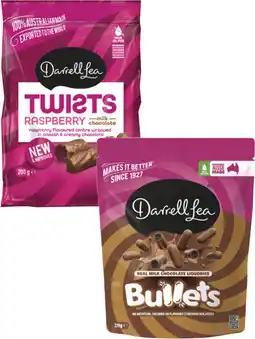 Coles Darrell Lea Chocolate Coated Twists or Bullets 150g-204g offer