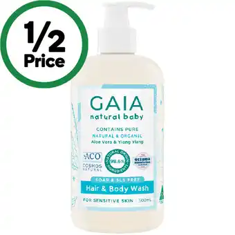Woolworths Gaia Natural Baby Bath Wash or Shampoo 500ml offer