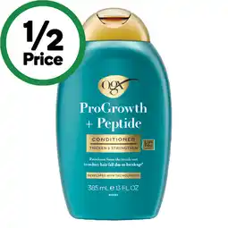 Woolworths OGX ProGrowth + Peptide Shampoo or Conditioner 385ml offer