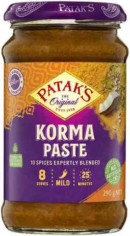 Coles Patak's Korma Curry Paste offer