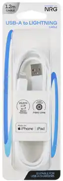 Coles NRG 1.2m USB-A to Lightning Cable White 1 Each offer