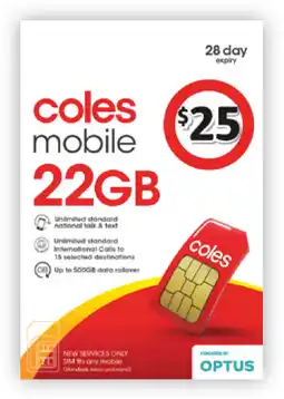 Coles Coles Mobile $25 Prepaid SIM offer