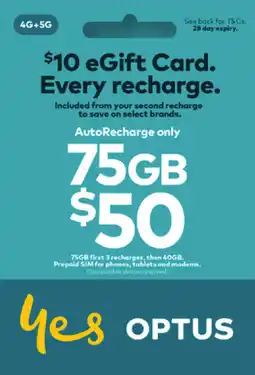 Coles Optus $50 AutoRecharge only SIM Starter Kit offer