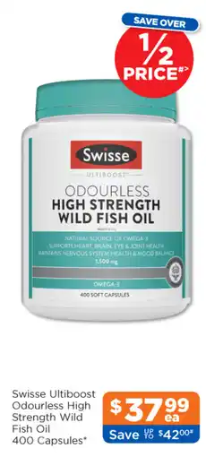 Good Price Pharmacy Swisse Ultiboost Odourless High Strength Wild Fish Oil offer
