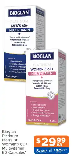 Good Price Pharmacy Bioglan Platinum Men's or Women's 60+ Multivitamin offer